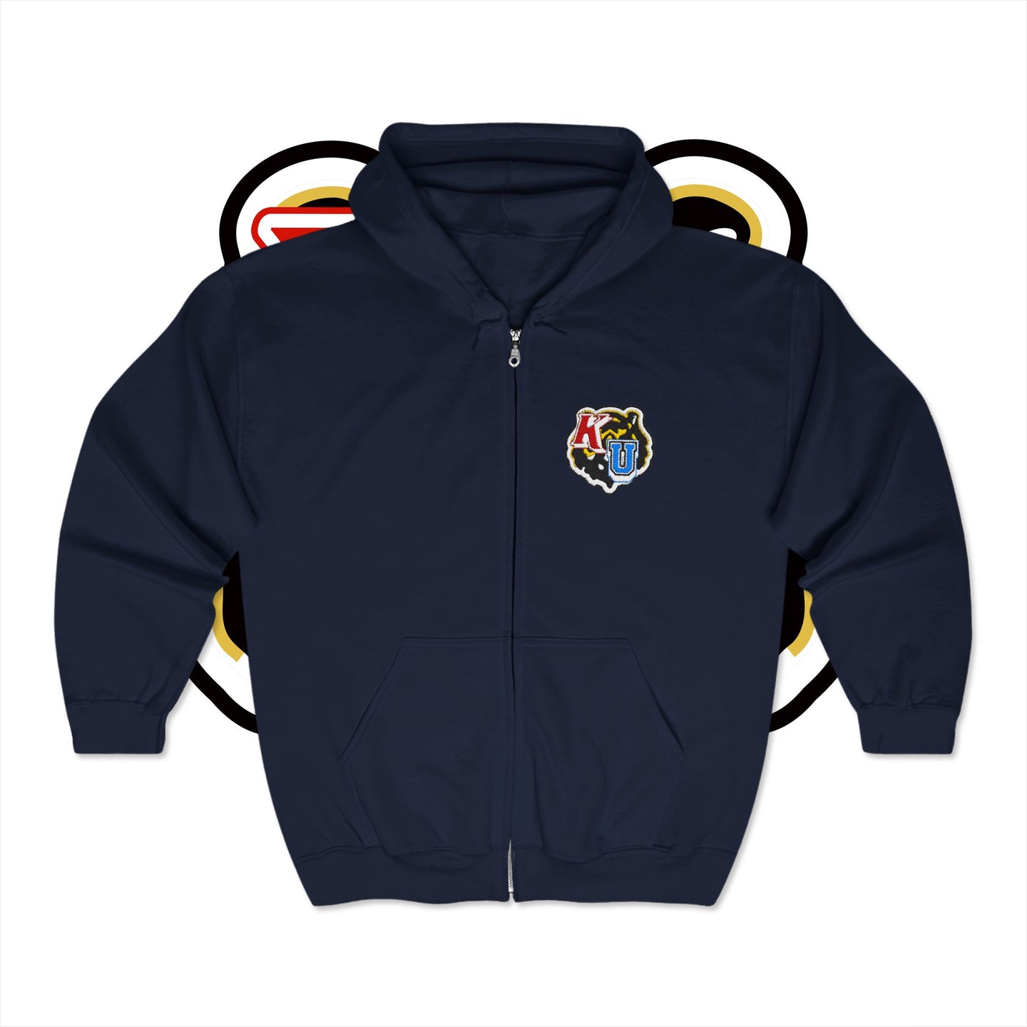Varsity Zip Up Embroidered Hoodie
