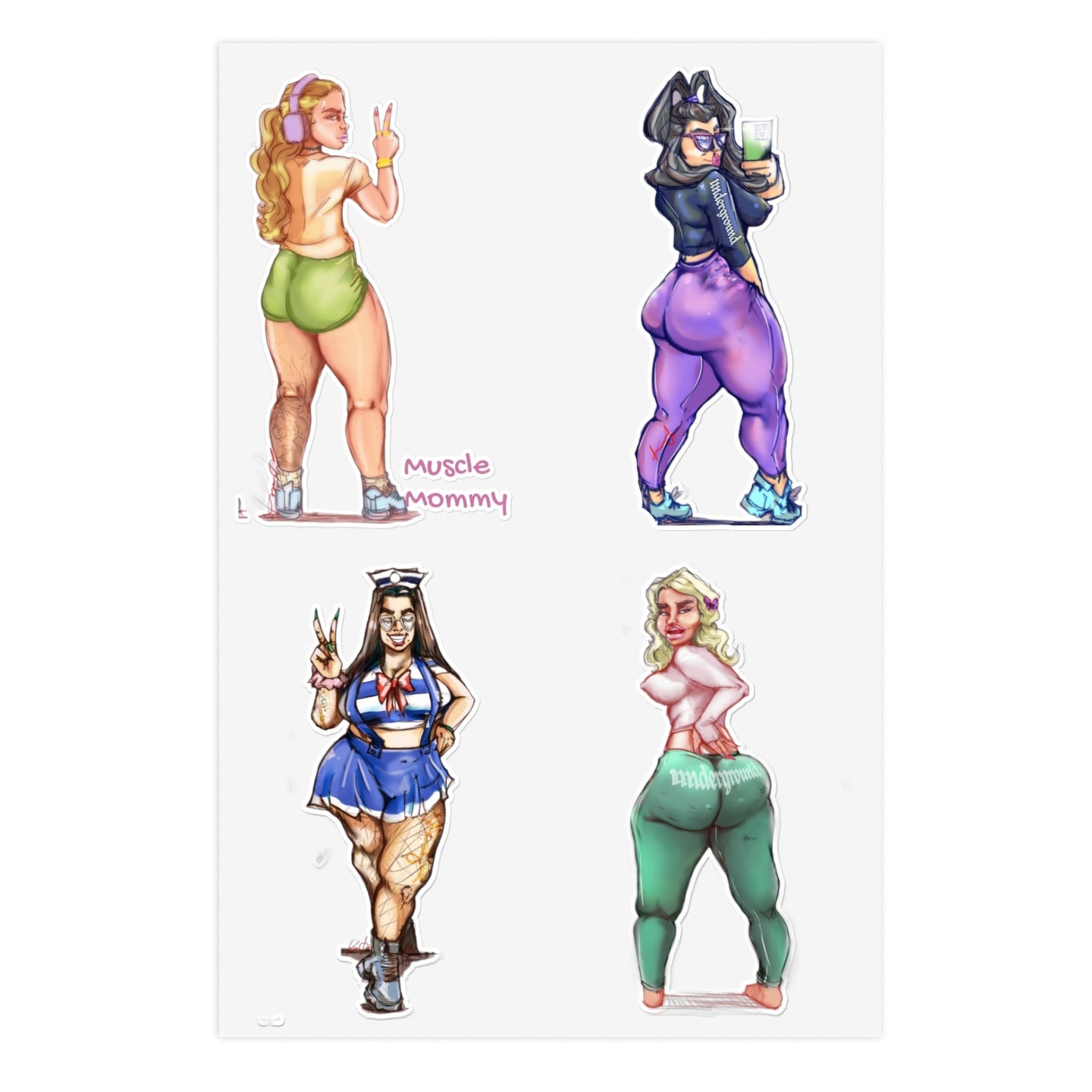 Pin Up Sticker Sheet Vol.4 - Muscle Moms